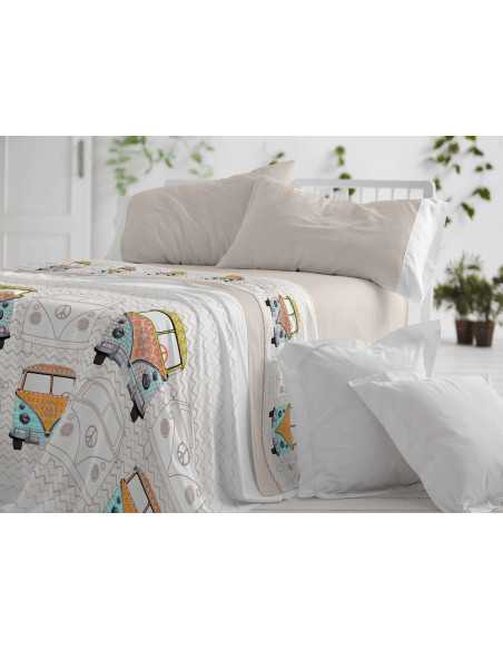 Conjunto de lençóis infantis Bus pedra | Folhas de Burrito Branco