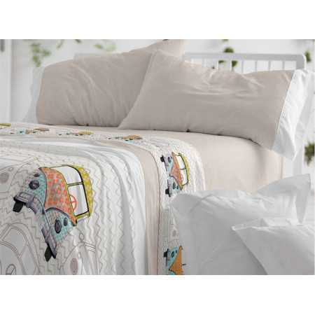 Conjunto de lençóis infantis Bus pedra | Folhas de Burrito Branco 2