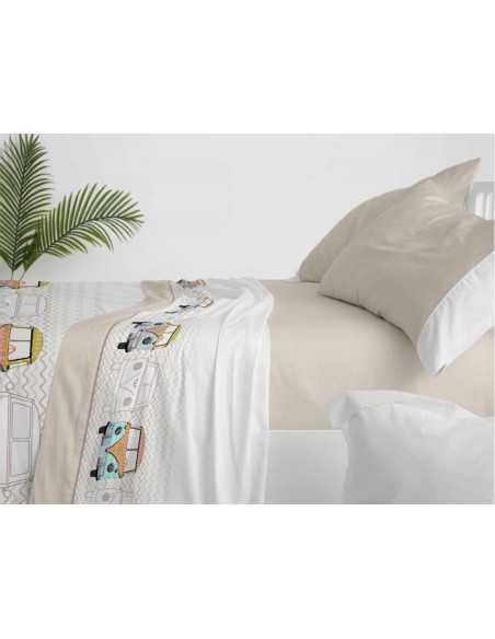 Conjunto de lençóis infantis Bus pedra | Folhas de Burrito Branco