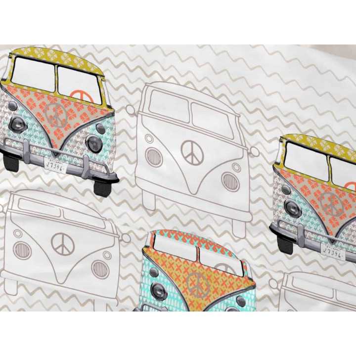 Juego sábanas infantil Bus piedra | Sábanas de Burrito Blanco