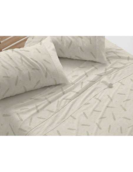 Conjunto de lençóis Espiga verde | Folhas de Burrito Branco