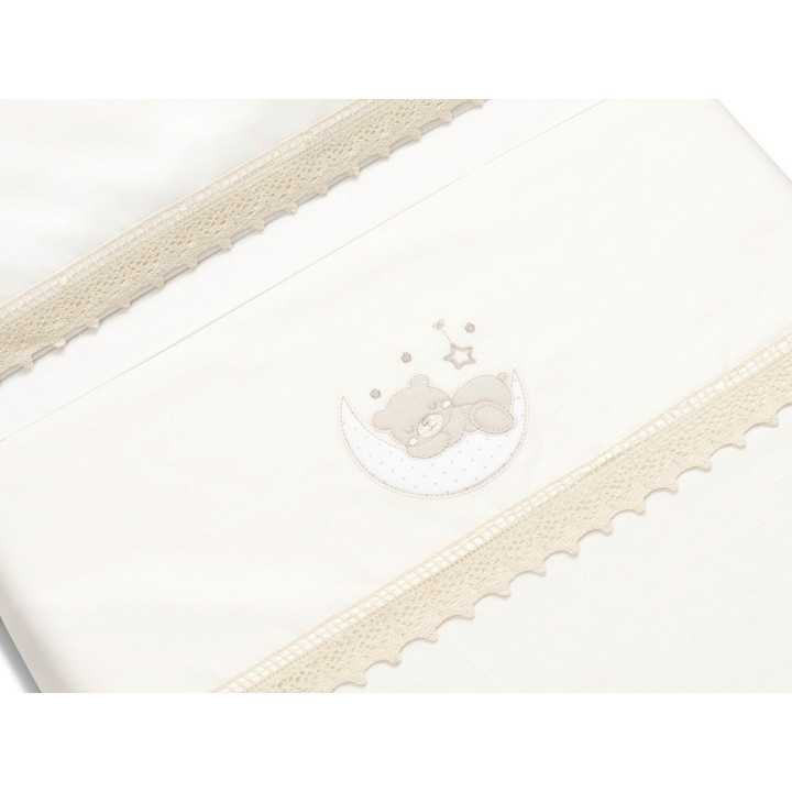 Juego de cuna 3 piezas Oso Luna beige | Chupetero regalo