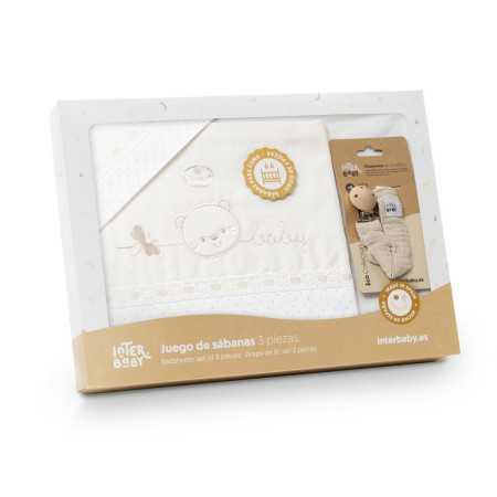Juego de cuna 3 piezas Oso Bee beige | Chupetero regalo