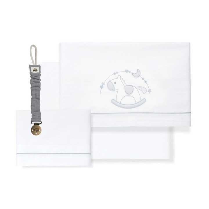 Conjunto de berço 3 peças Gangorra cinza | Presente de chupeta