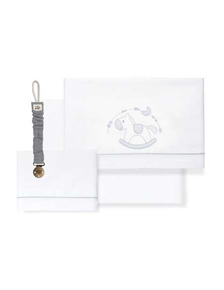 Juego de cuna 3 piezas Balancín gris | Chupetero regalo