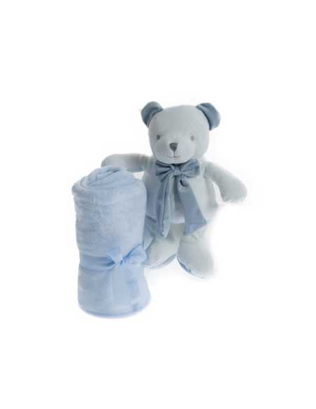 Ursinho Laço Azul + Manta | Presente do bebê | Revitex on-line