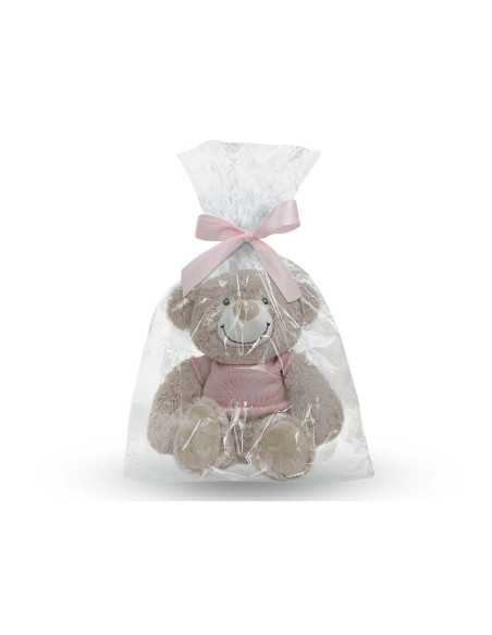 Peluche para bordar Bear rosa | Presente para recém-nascido e bebé