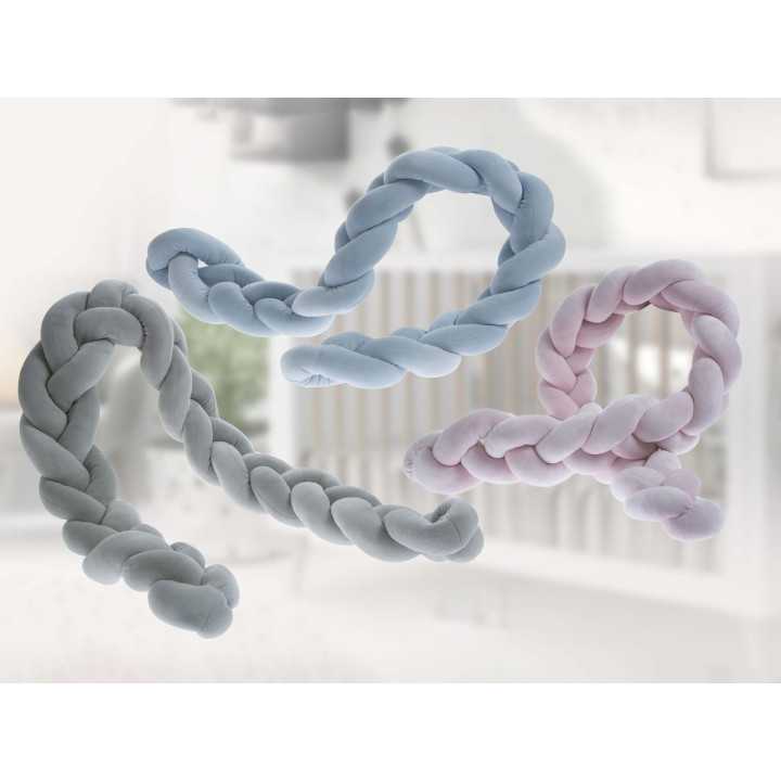 Protetor de berço trançado Cinza | Almofada de amamentação