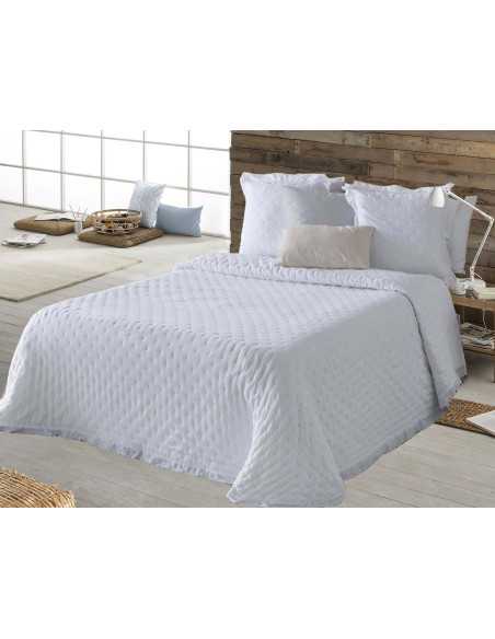 Colcha Verona com folhos brancos | Colcha primavera-verão