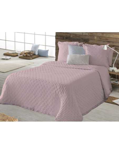 Colcha Verona com folhos rosa | Colcha primavera-verão