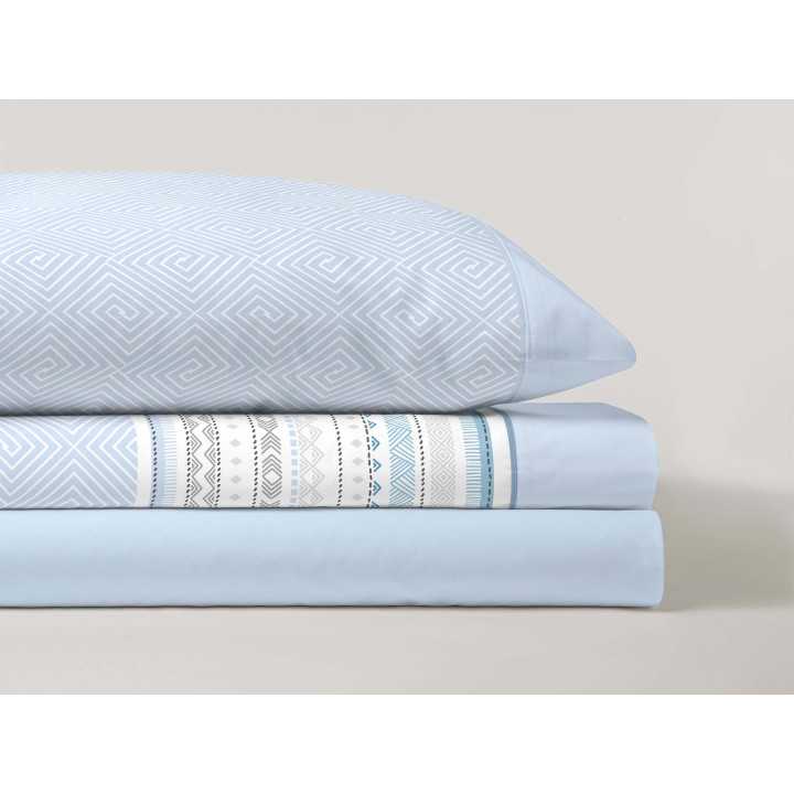 Jogo de lençóis Romy azul | Lençóis de meia estação e verão | Revitex