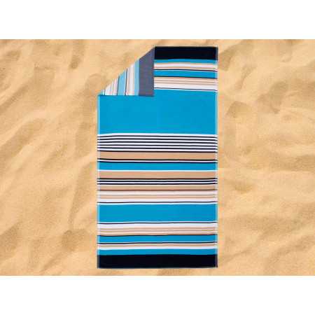 Toalla playa algodón Tasos Azul | Toalla anti arena