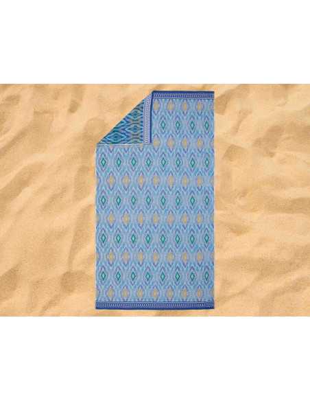 Toalha de Praia Caleta Azul | Toalha de praia felpuda e veludo | Revitex