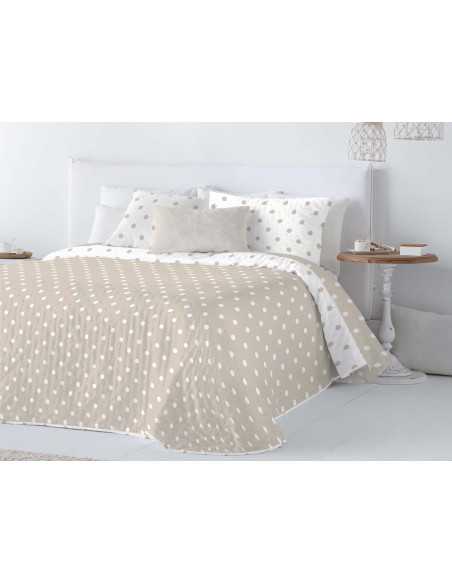 Colcha bouti reversible Jessy beige | Colcha primavera y verano