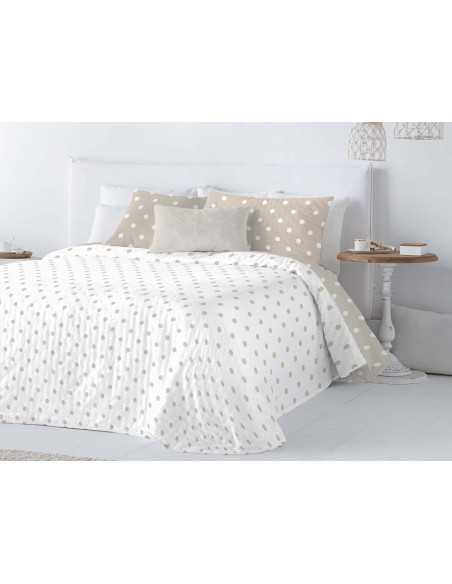 Colcha bouti reversible Jessy beige | Colcha primavera y verano