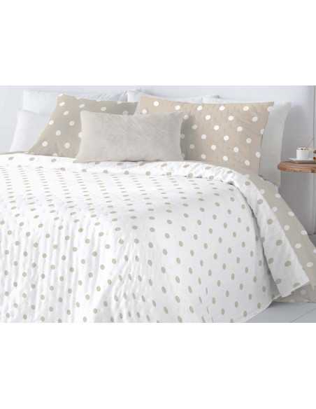 Colcha bouti reversível Jessy bege | Colcha primavera e verão