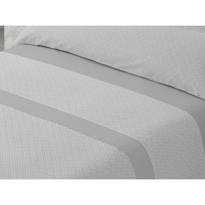 Jogo de lençóis Isis cinza | Lençóis fáceis de engomar | Revitex