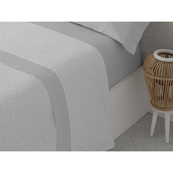 Jogo de lençóis Isis cinza | Lençóis fáceis de engomar | Revitex