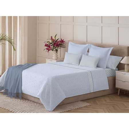 Jogo de lençóis MB Enith azul| Lençóis de algodão misto baratos