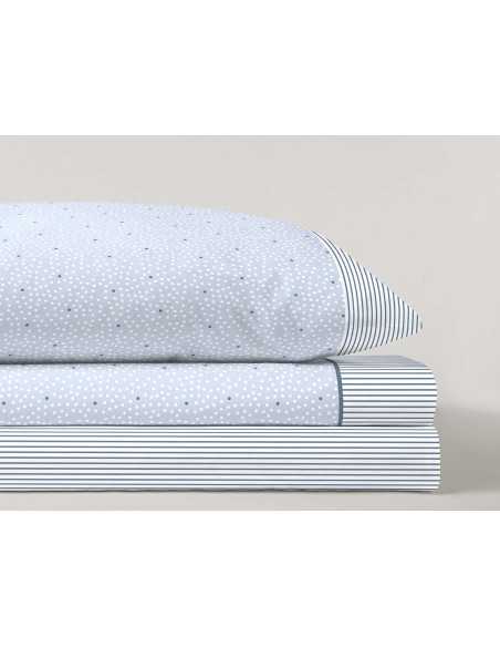 Jogo de lençóis MB Enith azul| Lençóis de algodão misto baratos