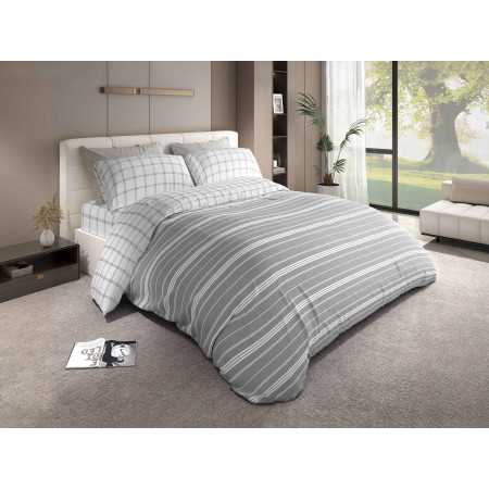 Capa de edredão Harbour Cinza | Capa de edredão moderna de 3 peças | Revitex