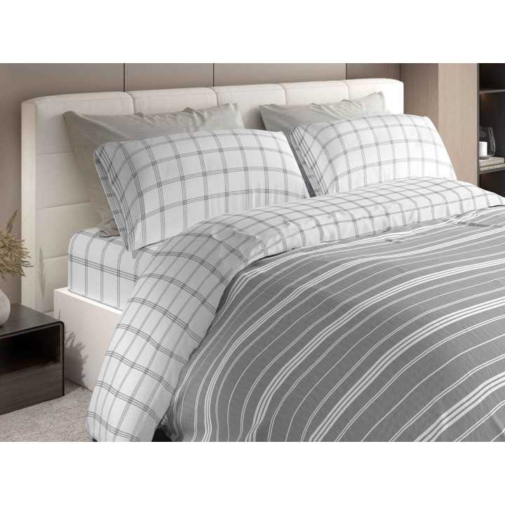 Capa de edredão Harbour Cinza | Capa de edredão moderna de 3 peças | Revitex