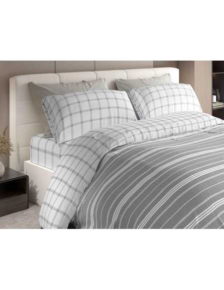 Capa de edredão Harbour Cinza | Capa de edredão moderna de 3 peças | Revitex