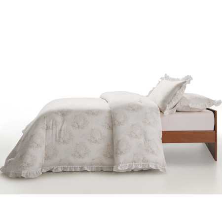 Edredão bege Avendal | Edredão de inverno com desenho toile de jouy. 2