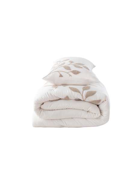 Edredão Nestor creme | Edredão de inverno com ramos bordados