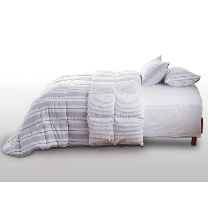 Edredão Samara cinza | Edredão de inverno design às riscas.