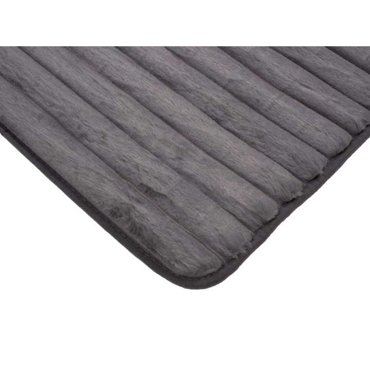 Tapete canelado cinzento Mabel | Tapete para quarto ou casa de banho