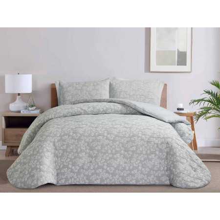 Edredón Baviera gris perla | Edredón invierno de diseño floral