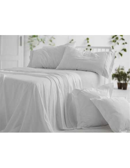 Juego de sábanas Burrito Blanco Eugenia gris| Diseño rayas