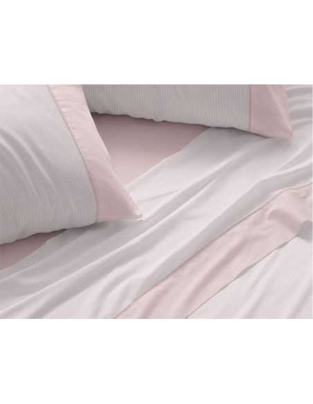 Juego de sábanas Burrito Blanco Eugenia coral | Diseño rayas