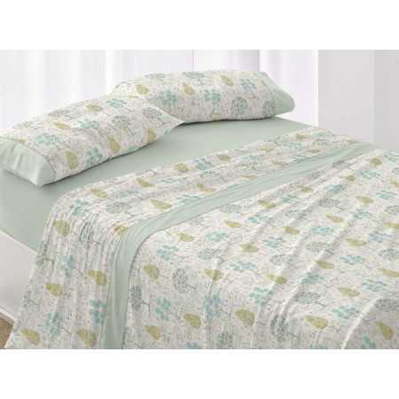 Juego de sábanas Burrito Blanco Amelie menta | Diseño botánico