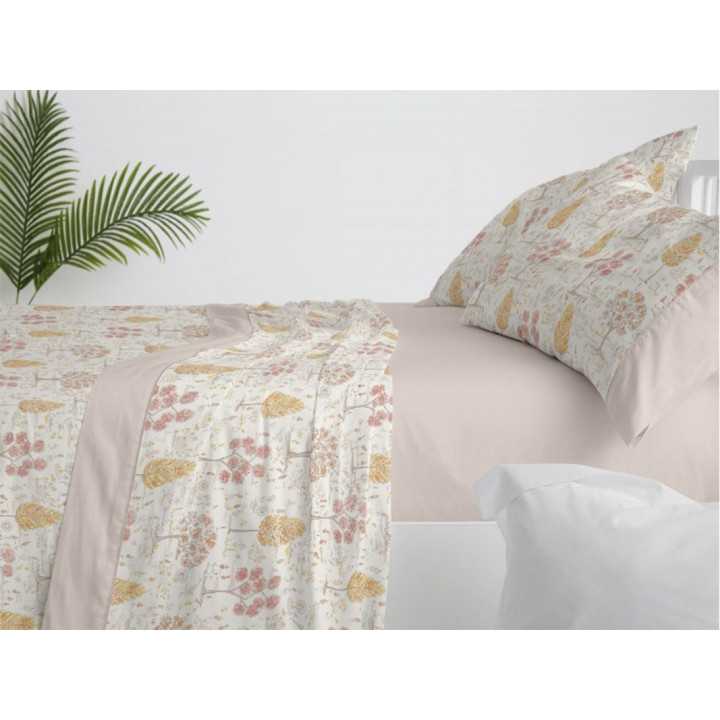 Juego de sábanas Burrito Blanco Amelie arena | Diseño botánico