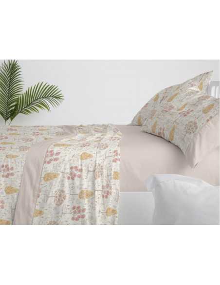 Juego de sábanas Burrito Blanco Amelie arena | Diseño botánico