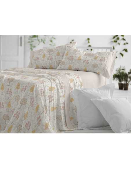 Juego de sábanas Burrito Blanco Amelie arena | Diseño botánico