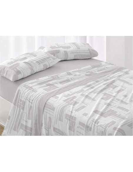 Juego de sábanas Burrito Blanco Julieta gris| Diseño rayas