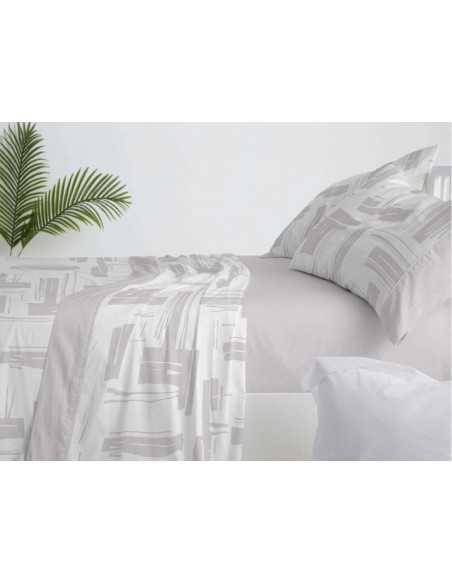 Juego de sábanas Burrito Blanco Julieta gris| Diseño rayas