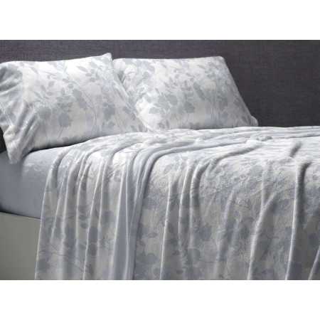 Juego de sábanas coralina Camille azul | Sábanas Burrito Blanco