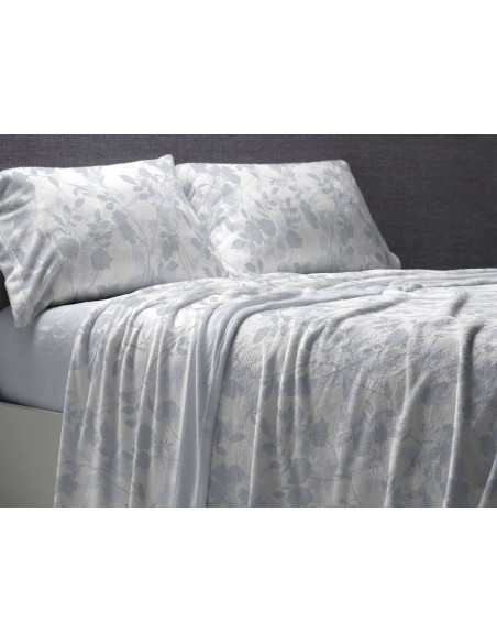 Juego de sábanas coralina Camille azul | Sábanas Burrito Blanco
