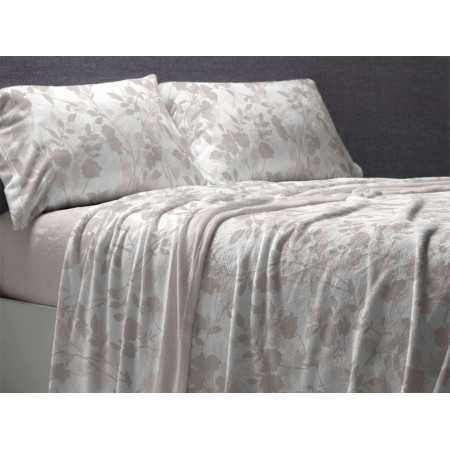 Juego de sábanas coralina Camille bege | Sábanas Burrito Blanco