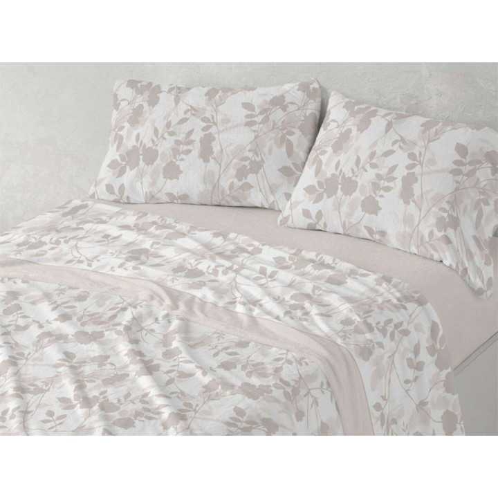 Juego de sábanas coralina Camille bege | Sábanas Burrito Blanco