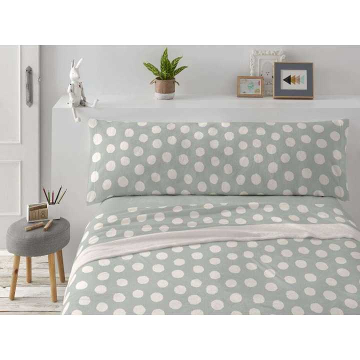 Juego de sábanas coralina Melodie verde | Sábanas Burrito Blanco