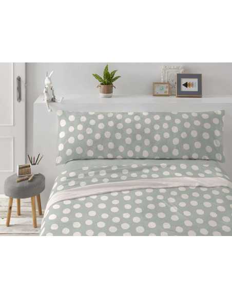 Juego de sábanas coralina Elodie verde | Sábanas Burrito Blanco