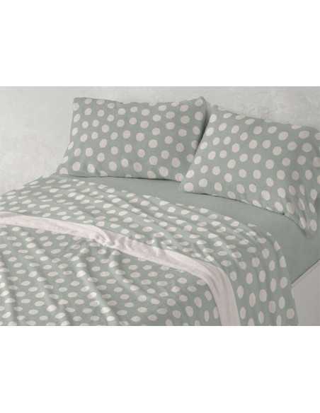 Juego de sábanas coralina Melodie verde | Sábanas Burrito Blanco