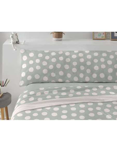 Juego de sábanas coralina Elodie verde | Sábanas Burrito Blanco