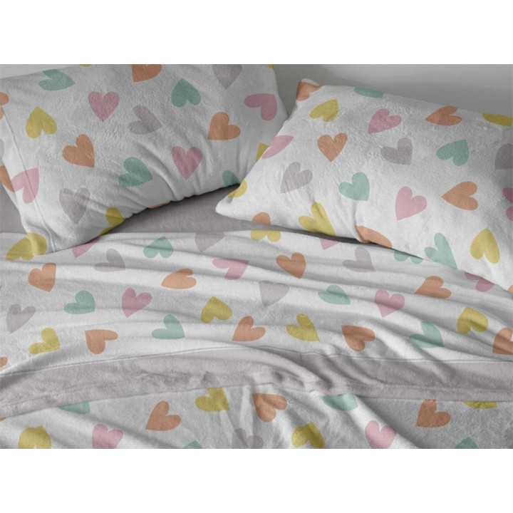 Juego de sábanas coralina Caterina | Sábanas invierno Burrito Blanco