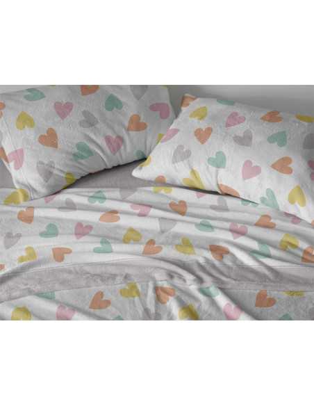 Juego de sábanas coralina Caterina | Sábanas invierno Burrito Blanco